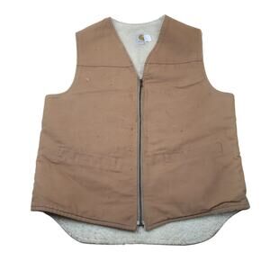 Vintage 90s Carhartt Vest Fur Lined Sherpa Insulated Distressed XL USA LT